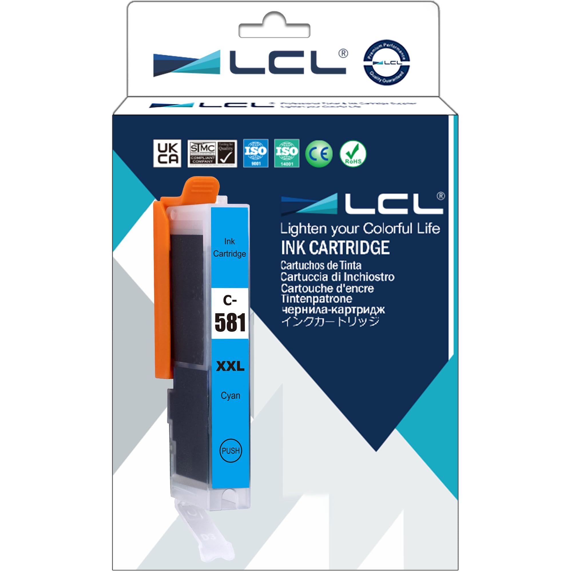 LCL Compatible Ink Cartridge CLI-581 CLI-581C CLI-581XL CLI-581XXL C 1995C001 12.5 ml (1Cyan) Replacement for Canon Pixma TR7550 TR8550 TS6150 TS6151 TS6250 TS8150 TS8151 TS8152 TS9150 TS9155 TS9550