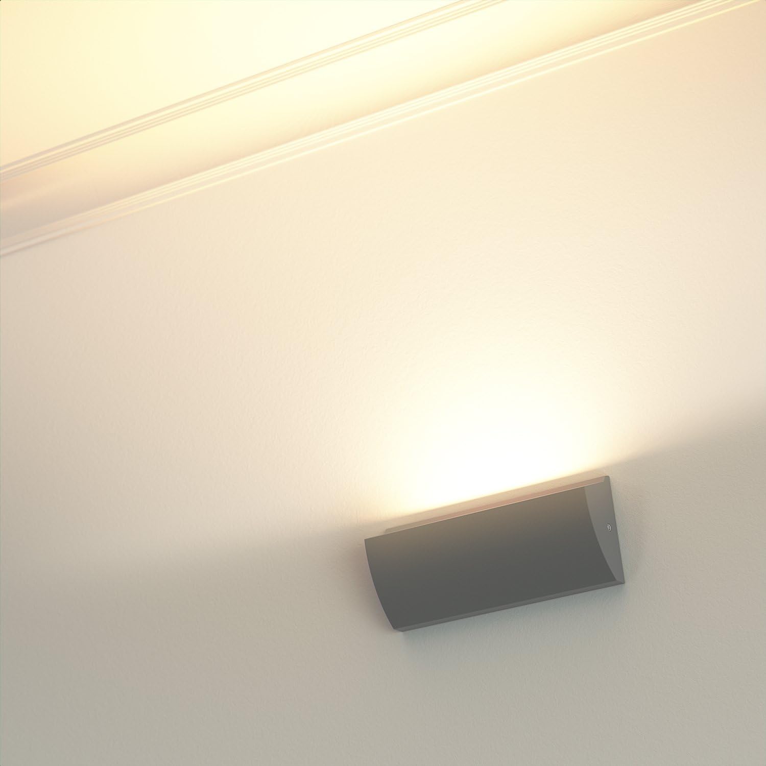 ledscom.de LED wall Light/Staircase Light SEGIN for Outdoors IP54, Flat, Downlight, Grey matt, Angular, 3.8 W, 265lm, Warm White - Image 5