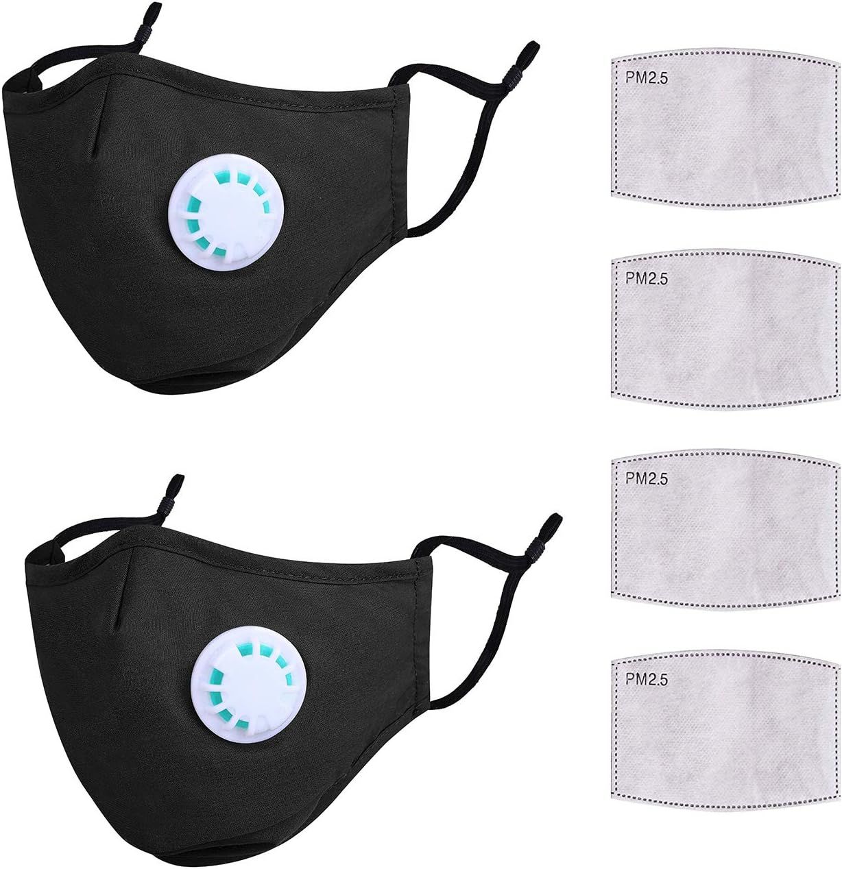 Eqoba PM2.5 Activated Carbon Filter with Anti-dust Face Cover, Breathable Resuable Washable Cotton Face Prodection