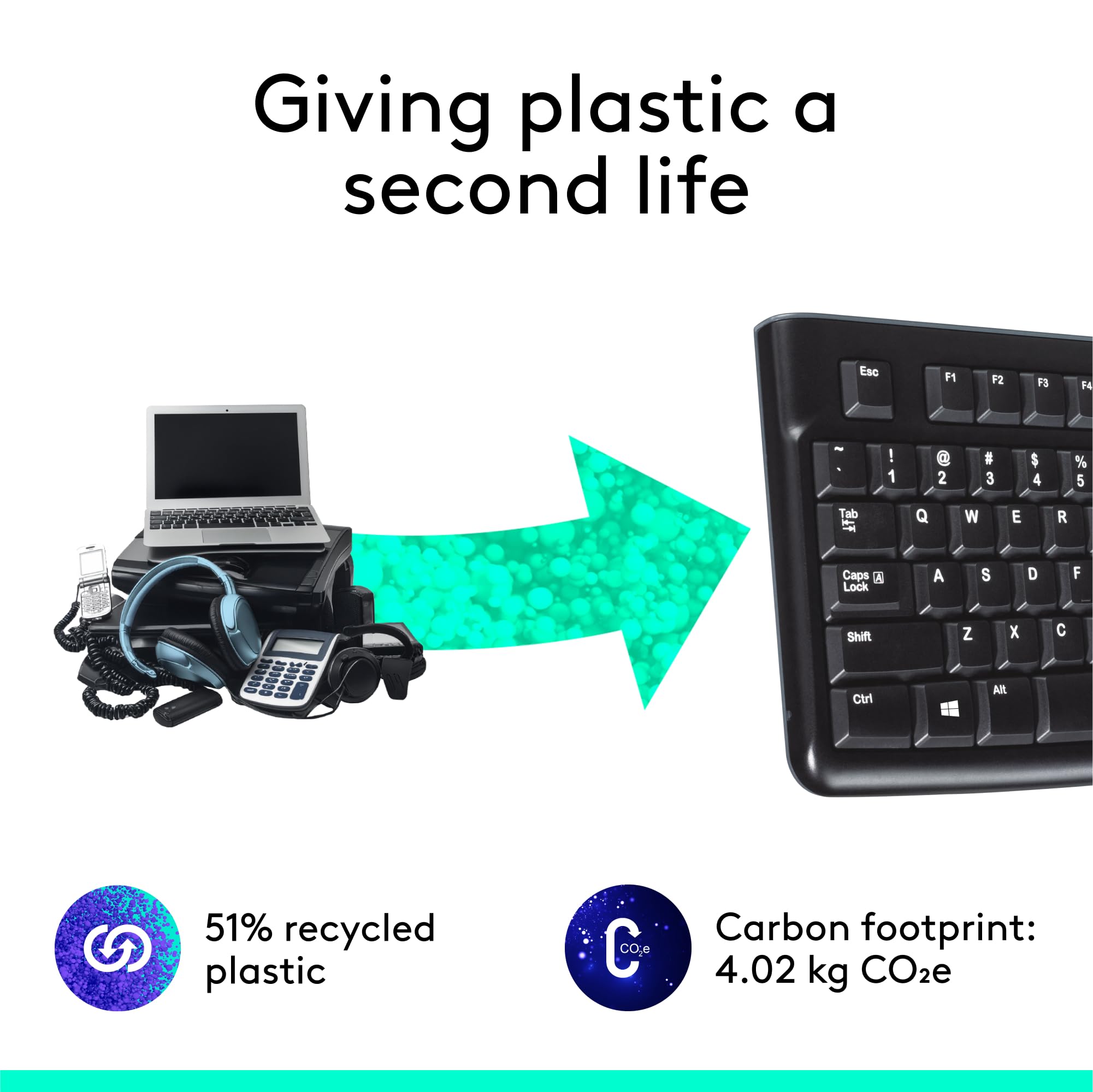 Logitech K120 Wired Keyboard for Windows, USB Plug-and-Play, Full-Size, Spill-Resistant, Curved Space Bar, Compatible with PC, Laptop, QWERTY UK English Layout - Black