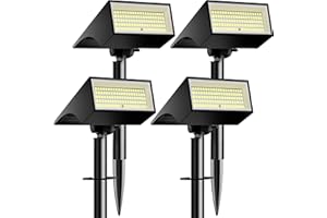 Koicaxy Solar Lights Outdoor Waterproof 4 Pack IP65, 100 LEDs 4 Light Modes, Higher Charging Efficiency, Auto On/Off Solar Landscape Spotlights for Garden Decor Yard Pathway Patio - Cool White