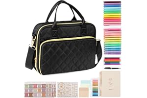 BellaHold All-in-One Bible Journaling Kit – Quilted Bible Cover Case for Women, 31 Highlighters, 75 Tabs, Bible Study Supplies & Christian Gift for Women and Teens (Shoulder Strap, Black)