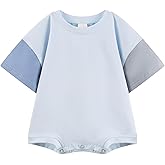 Bafeicao Baby Boy Girl Bubble Romper Color Block Short Sleeve T Shirt Newborn Summer Bodysuit