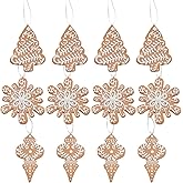 AuldHome Design Gingerbread Cookie Christmas Ornaments (Set of 12); Large Tree, Snowflake and Finial Shaped Holiday Cookie Decorations, 4-5 Inch Size