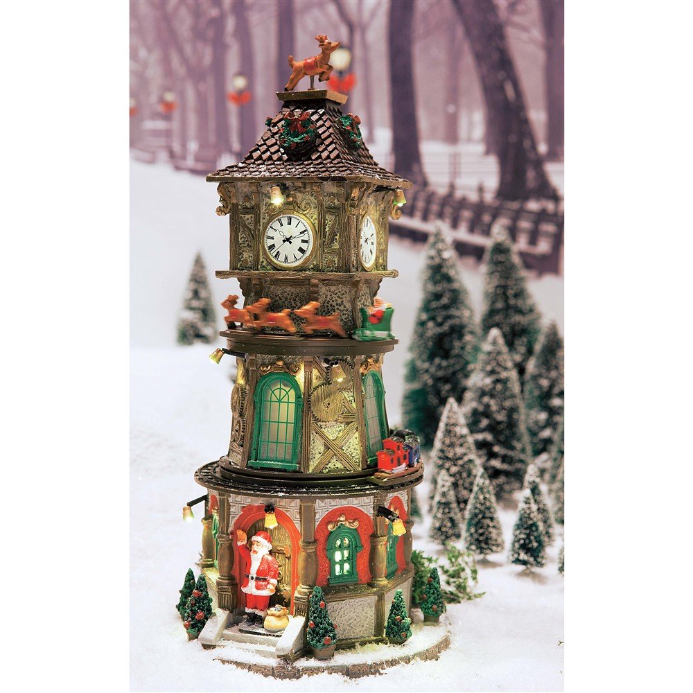 Lemax Village Collection Christmas Clock Tower with Adaptor 45735 Lemax Inc Collectible Buildings
