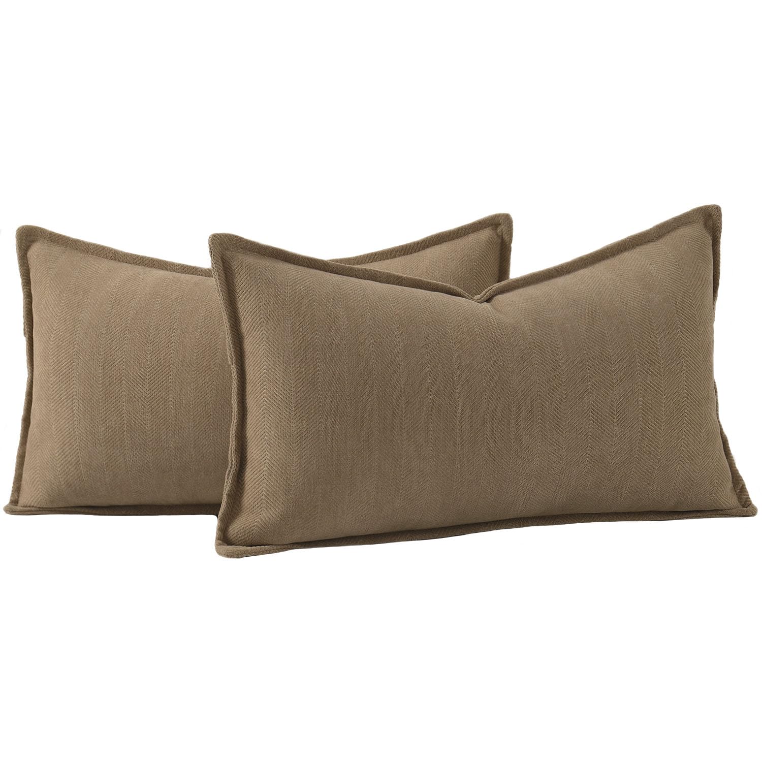 Madizz Textured Chenille Cushion Covers Set of 2 Super Soft Decorative Throw Pillow Covers Boho Pillowcases Modern Home Decor for Sofa Bedroom 12x20 inch, 30x50 cm, Brown