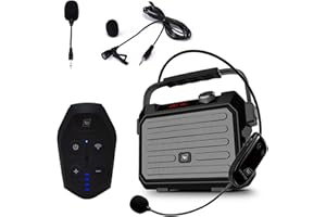 W WINBRIDGE Wireless PA System with Wireless Headset Microphone Lavalier Lapel Microphone Transmitter, 30W Wireless Voice Amplifier Portable Megaphone Rechargeable Bluetooth Loudspeaker Speaker for Teacher Gifts