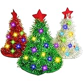 BUNVICK Christmas Hat Set Multi-Piece Set with 30 LED Colorful Lights Christmas Tree Decoration Hat for Adults