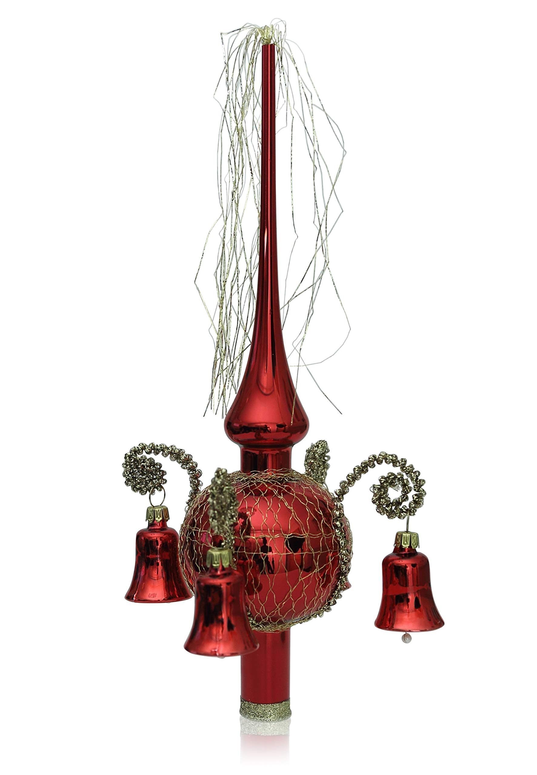 Christmas tree topper with red-gloss-coated bells by Lauschaer Glas