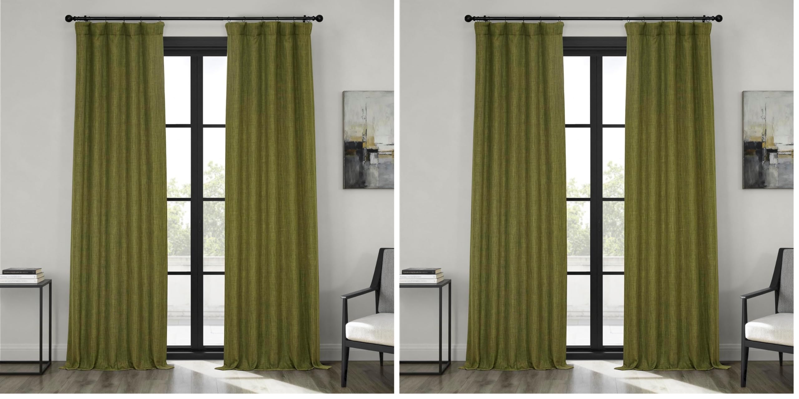 HPD Half Price Drapes - Faux Linen Curtains for Living Room (2 Panels) - 50W X 96L - Textured Room Darkening Curtains for Bedroom 96 Inches Long - Drapes for Home Decor, Tuscany Green Image