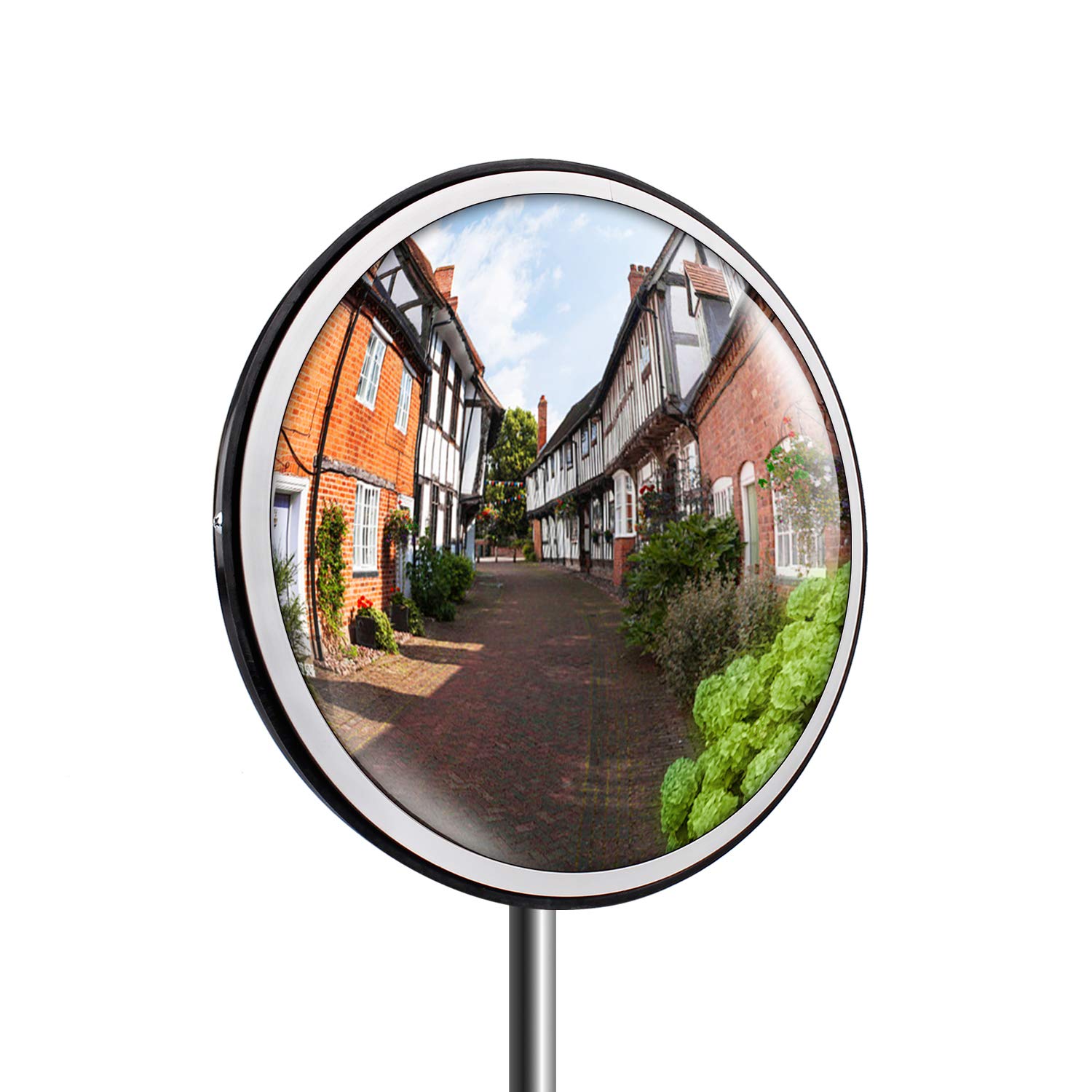 Gecheer Verkehrsspiegel Konvex – Sicherheitsspiegel Outdoor, 60 Cm, Aus Bruchsicherem Polycarbonat, Schwarz