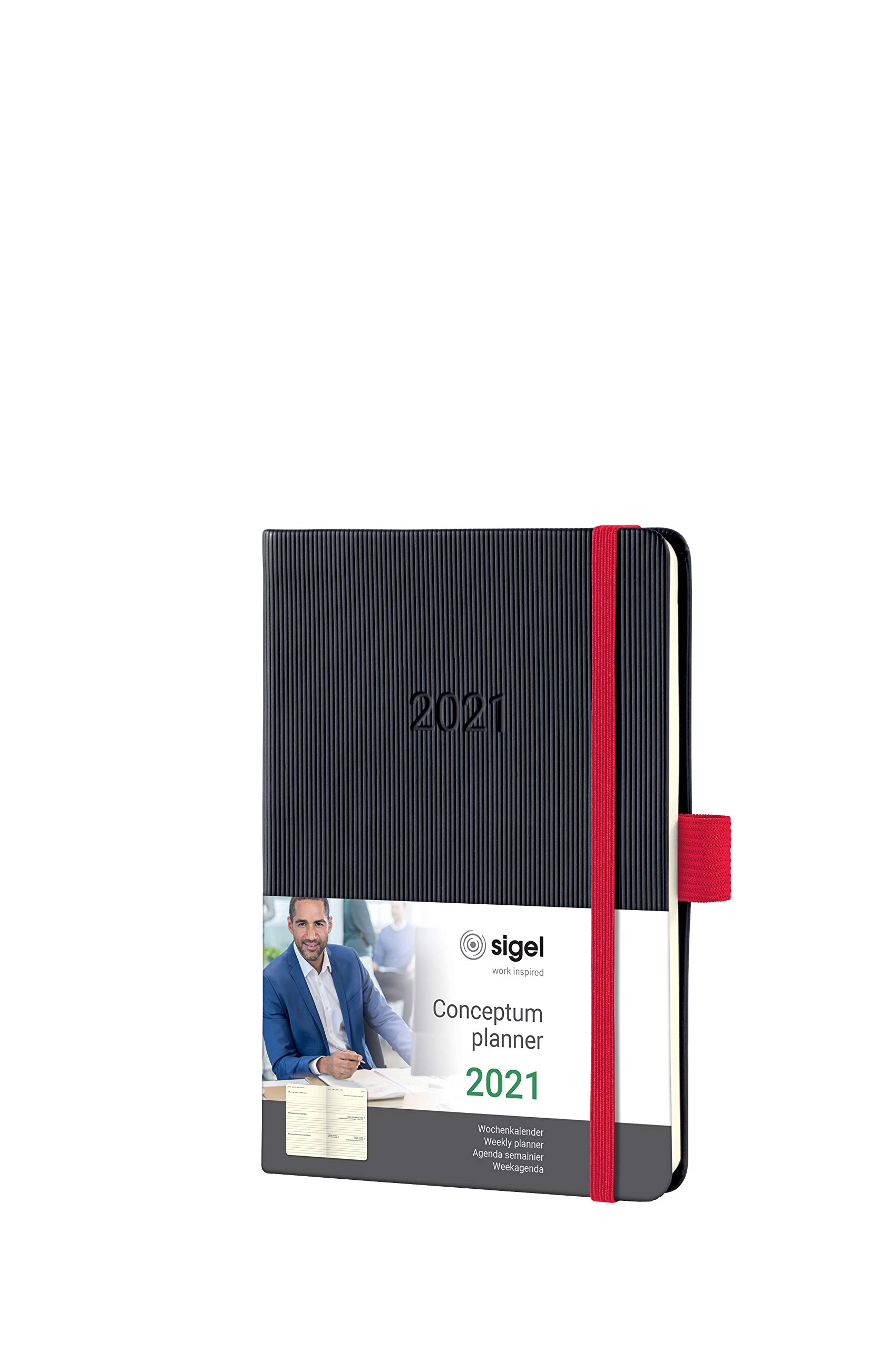 SIGEL C2109 Weekly Diary 2021, Approx. A6, Black and red, hadcover - Conceptum โ image 1
