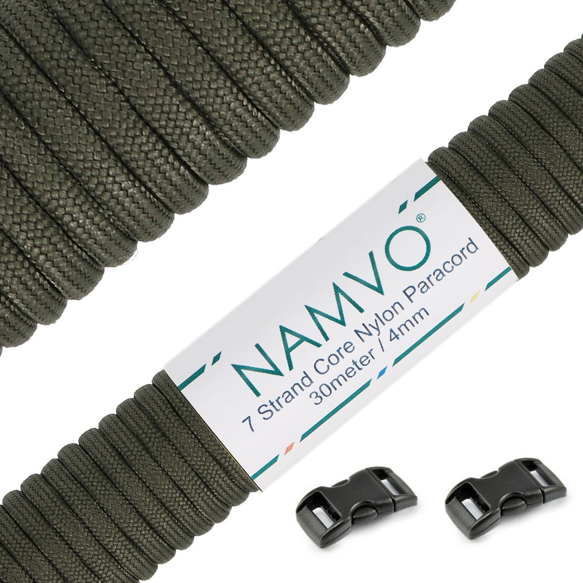 Namvo 550 Paracord Mil Spec Type III 7 strand parachute cord Total Length 100ft / 30 Meters, Olive