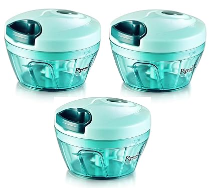 Pigeon Handy Chopper, Triple Blade, Green Colour With Pull Cord Technology (Set Of 3 Pcs.)