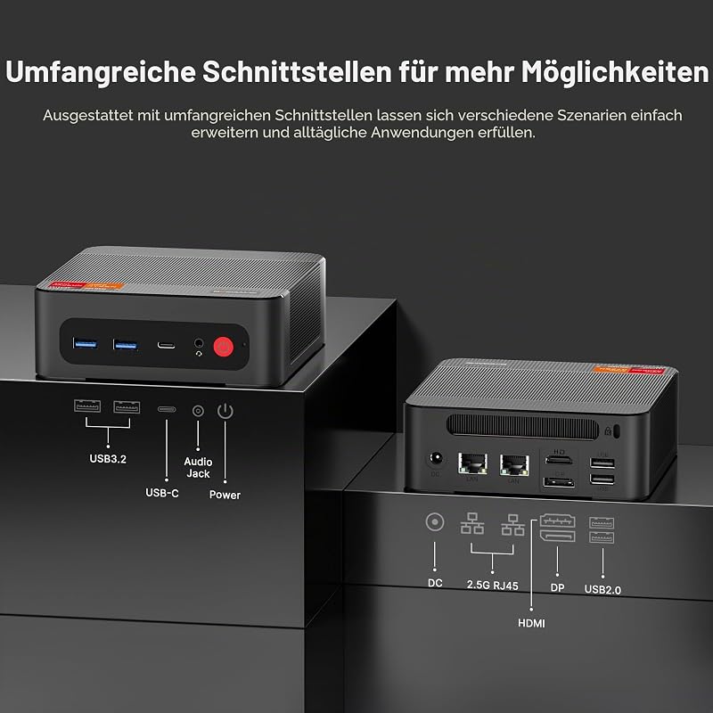 Mini PC, AMD Ryzen 7 7730U (bis zu 4,5 GHz), 16GB RAM, 1TB NVMe SSD