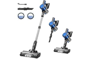BSNAW Cordless Vacuum Cleaner for Home - Lightweight, 30Kpa Stick Vacuum Clean with Rechargeable Battery, Max 45Mins Runtime, 8 in 1 Handheld Vacuum for Hardfloor & Carpets Pet Hair, Blue&Black