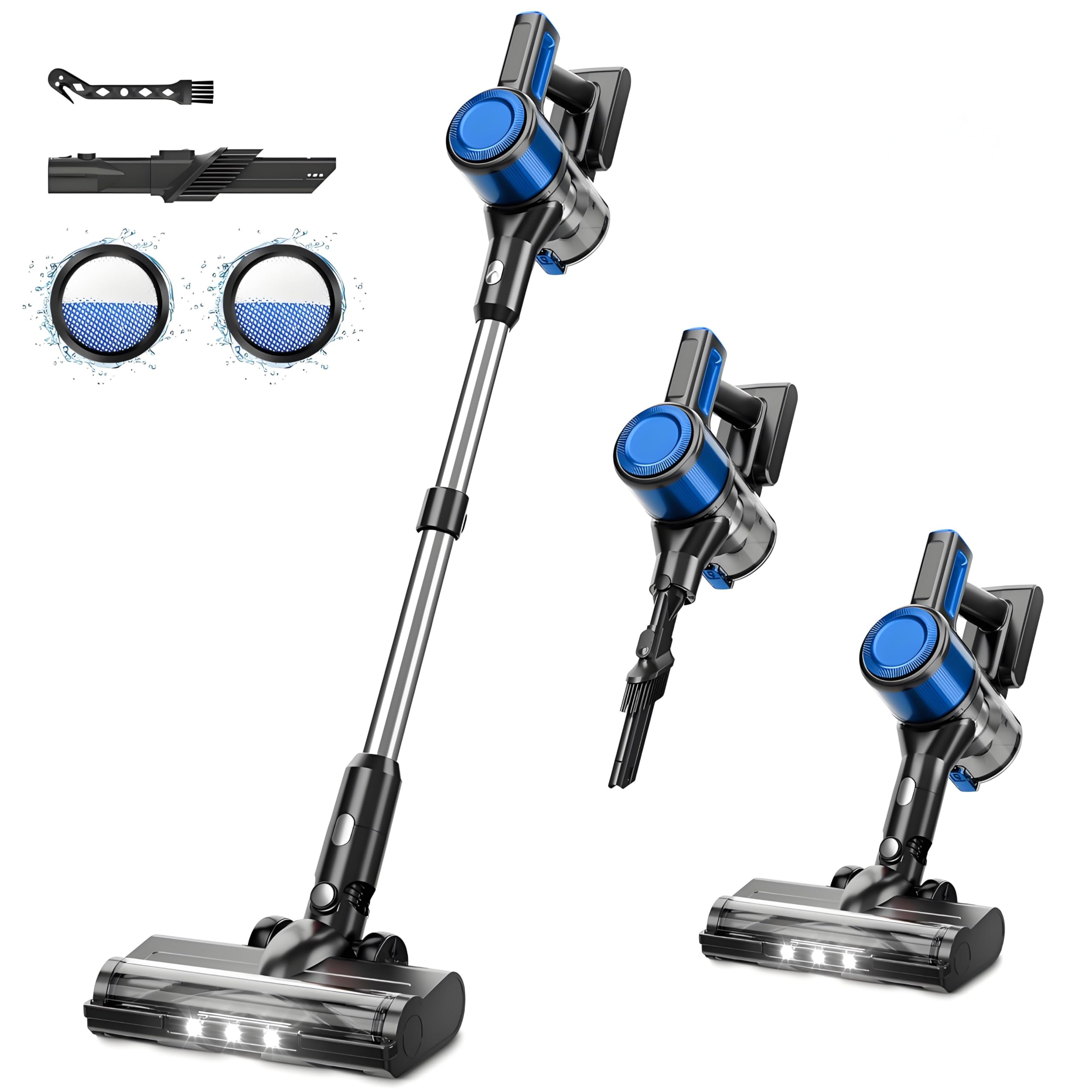 Photo 1 of BSNAW Cordless Vacuum Cleaner for Home - Lightweight, 30Kpa Stick Vacuum Clean with Rechargeable Battery, Max 45Mins Runtime, 8 in 1 Handheld Vacuum for Hardfloor & Carpets Pet Hair, Blue&Black