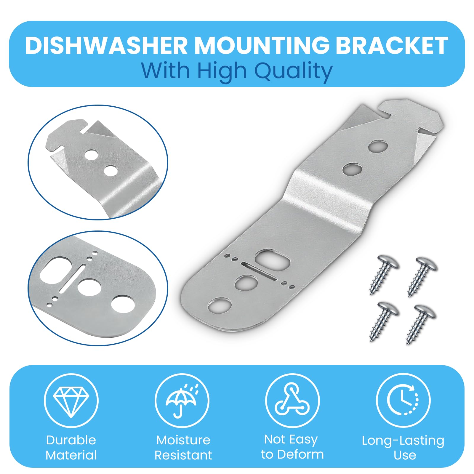 619985 Dishwasher Mounting Bracket Fit for Bosch Dishwashers, Anti-Tip Clips Bracket Kit Replaces AP4538351, 00605007, 00628371, 2-Pack