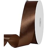 1 1/2 inch Brown Ribbon,100 Yards 1-1/2 inch Brown Satin Ribbon Solid Fabric Ribbon for Gift Wrapping Floral Bouquets Wedding Home Party Decoration