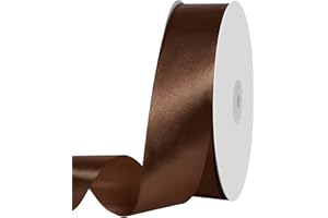 IEFOAH 1 1/2 inch Brown Stain Ribbon, 100 Yards - Solid Fabric Ribbon for Gift Wrapping, Floral Bouquets, Wedding, Home Party Decoration