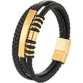 MOOKATTOO Black Leather Bracelets for Men – Premium Artisan Handcrafted Collection, Double Strand Braided Leather,For Dad, Friends, Brother