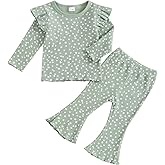 Baby Girl Fall Clothes Set Ruffle Long Sleeve Tops Flare Pants Cute Infant Toddler Outfits 6 12 18 24 Months 2T 3T