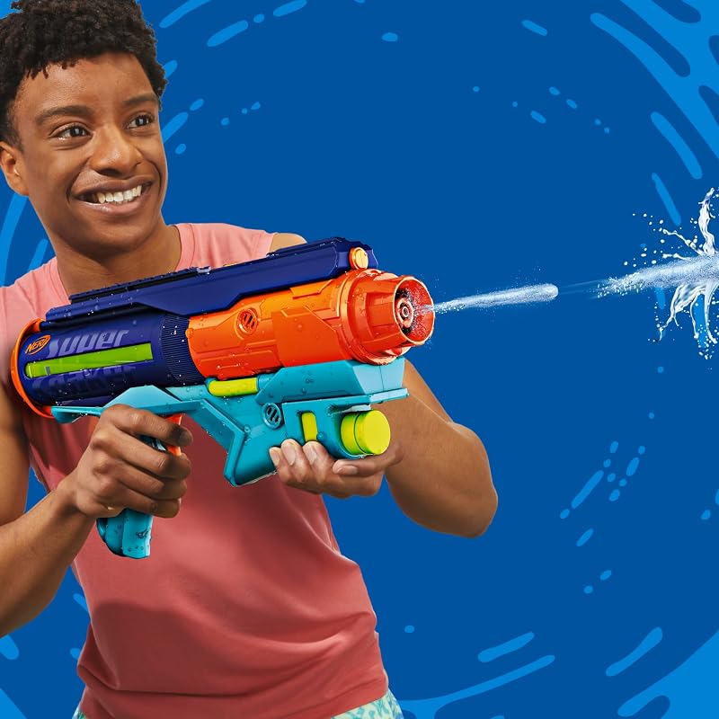 Hasbro Nerf Super Soaker Power Drench, Blaster Giocattolo ad Acqua, per Bambini e Bambine dagli 8 Anni in Su, Riempimento Facile e Veloce, Blu, Arancio e Celeste
