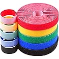 Darller 5 Roll Reusable Cable Straps Cable Ties Hook & Loop Nylon Fastening Tape Wire Organizer for Cords Cable Management (Totally 33 ft)