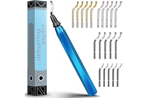 Nujzuir Deburring Tool Manual Deburring with 21 Replacement Blades for 3D Printers, Plastic, Aluminum and Stainless Steel Resin, PVC Edges (21 Mixed Blades)