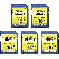 16GB Class 10 SDHC Flash Memory Card Full Size SD Card USH-I U1 Trail Camera Memory Card by Micro Center (5 Pack)