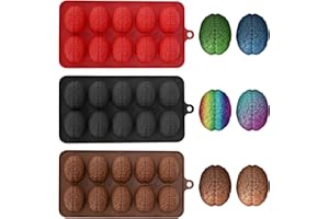 UWILLION Brain Chocolate Molds Silicone 3 Pcs Small Human Brain Jello Mold Halloween Candy Molds for Cake Cupcake Decorating, Candy, Chocolate, Pudding, Jelly