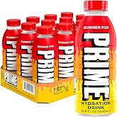 PRIME Hydration SUMMER POP, Sports Drinks with Coconut Water, Electrolyte Enhanced to Replenish Fluids, Zero Added Sugar, B Vitamins, Antioxidants, Made with Natural Flavors, 16.9 Fl Oz 12 Pack