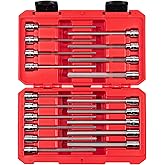 TEKTON 3/8 Inch Drive Long Hex Bit Socket Set with Case, 19-Piece (1/8-3/8 in., 3-10 mm) | SHB91315