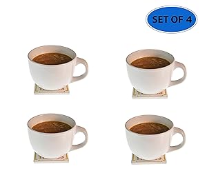 HOME-X White Soup Mug, Bowl with Handle, Dinnerware Kitchen Essentials, Set of 4