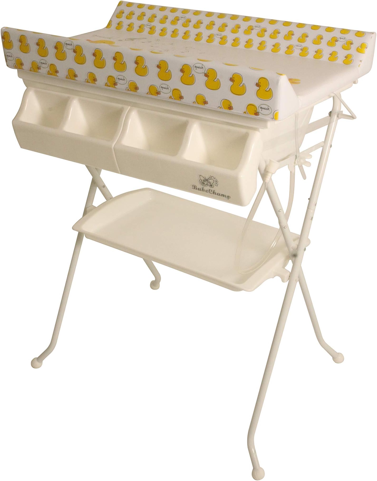 BabeChamp i-Bath Foldable Baby Changing Table | Folding Baby bath table and dresser unit | Folding storage organizer (Singing Ducks)