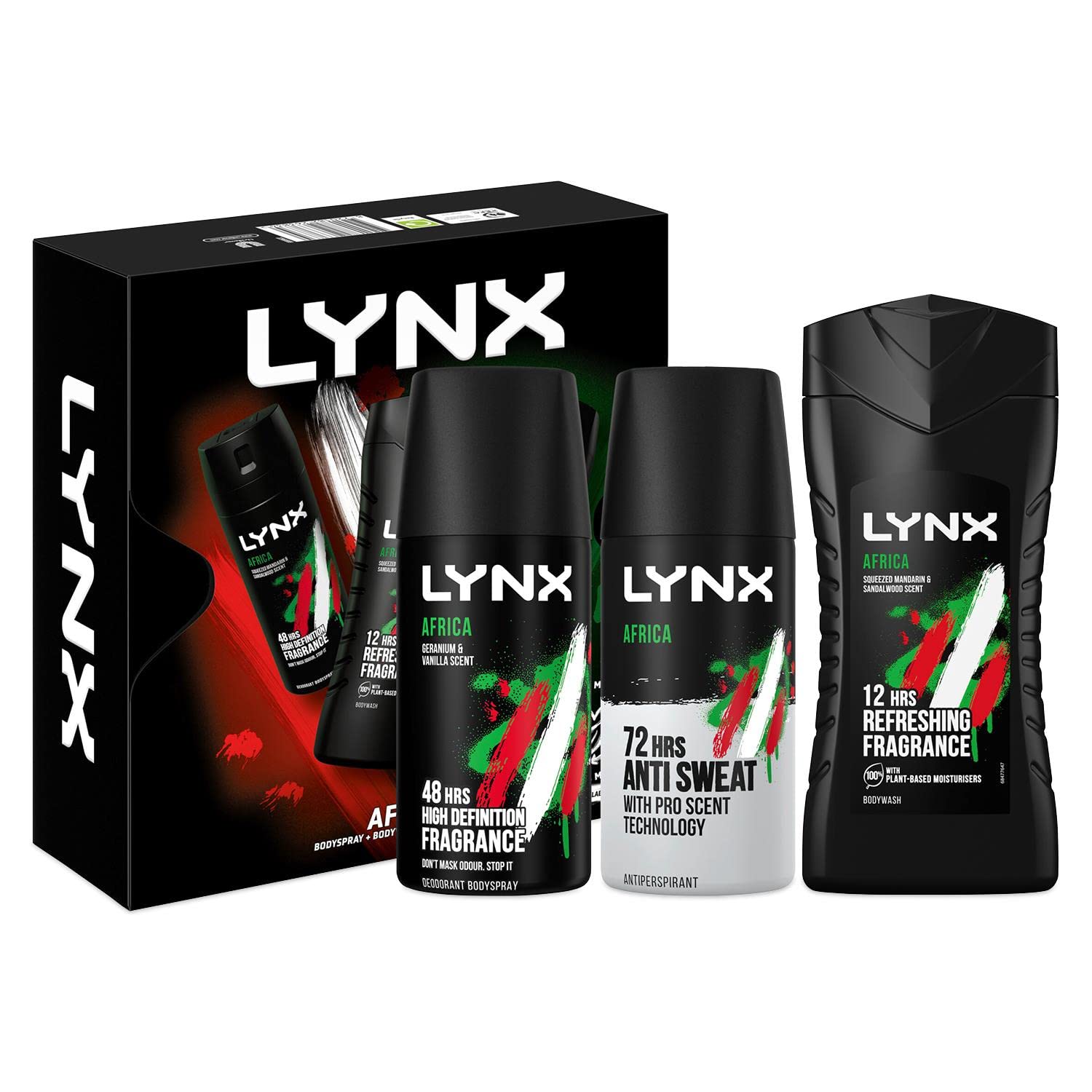 Lynx Africa 25 Years, Trio Gift Set, The Perfect Present For Men, Boys And Teenagers, Shower Gel And Deodorant Body Spray, For Long Lasting Odour Protection And A Clean And Fresh Fragrance