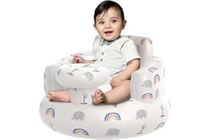 GloTika Inflatable Baby Floor Seat, Suitable for 3 Months and Up, Foldable Baby Chair with Built in Air Pump, Portable for Anywhere, Cute Patterns.
