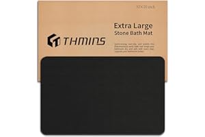 THMINS Extra Large Stone Bath Mat, 32''x20'' Non-Slip Diatomaceous Earth Stone Bath Mat, Super Absorbent Quick Drying for Bat