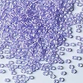 Bulk 4mm Purple-AB Seed Beads for Jewelry Making 110 Grams About 1600pcs,6/0 Glass Craft Beads for Making Earrings, Bracelets, Pendants, Waist Jewelry, DIY Handmade Seed Beads (Purple-AB, 4mm)