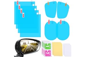 FRIENDA 8 Pieces Car Rearview Mirror Film Rainproof Waterproof Anti Fog Nano Coating Car Film for Side Windows, Various Shapes