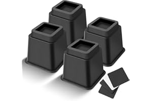 MCXYEM Bed Riser/Furniture Lift Bed/Bed risers/Furniture Lifter/Table risers/Frame Risers Create Under Bed Storage Heavy Duty for Furniture Height Adjustment (Black 4 Pack, 5 Inch)