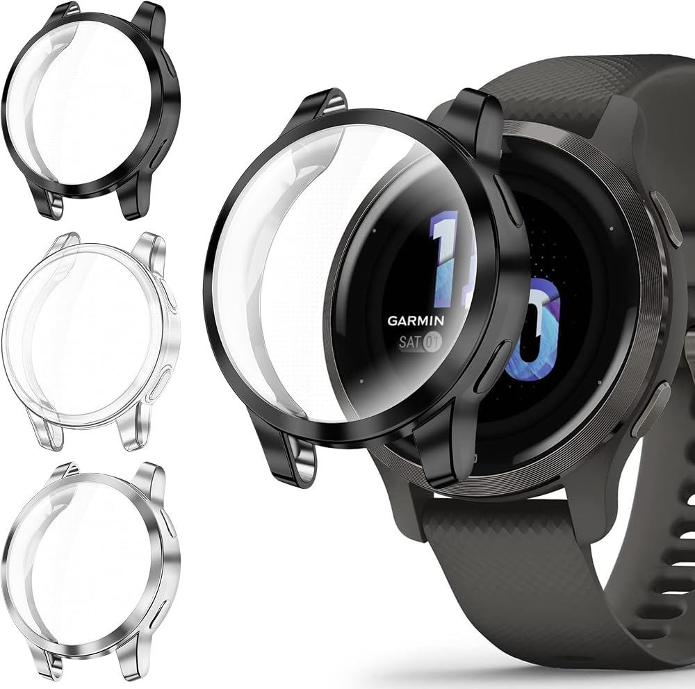 Fintie 3pk TPU Case Screen Protector for Garmin Venu 2S Vivoactive 4S Full Cover