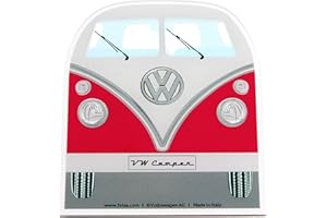 BRISA VW Collection - Volkswagen Polycarbonate Ice Scraper Windshield Scraper Snow Remover Winter Car Accessory in T1 Bus Campervan Design (Front/Red)