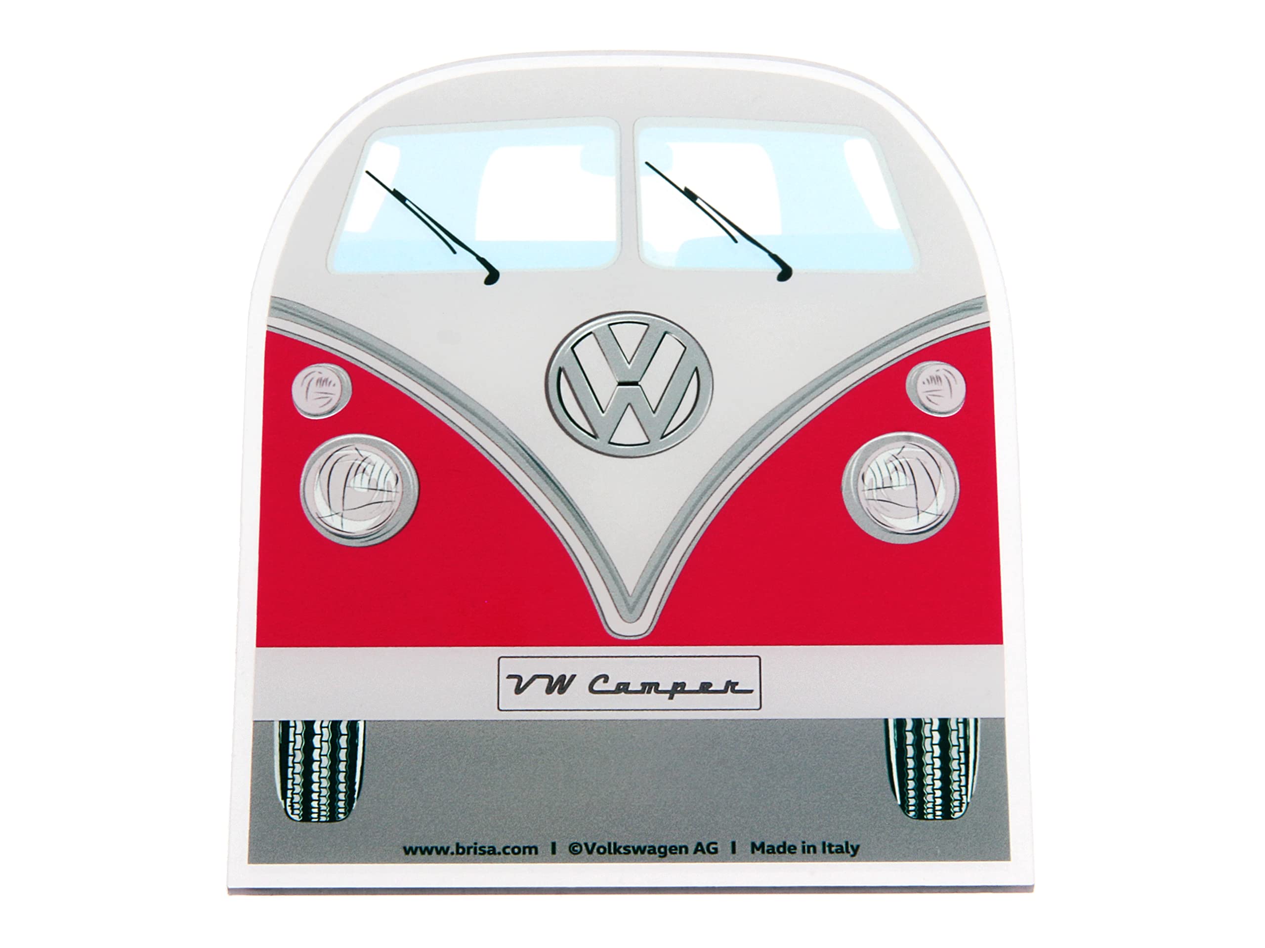 BRISA VW Collection - Volkswagen Hippie Bus T1 Camper Van Ice Scraper, Windscreen Scraper, Ice and Snow Remover, Winter Car Accessories (Front/Red)