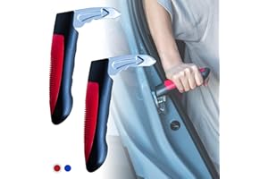 Verynewbee 2PCS Portable Vehicle Support Handle, Car Door Latch Assist Grab Bar, Elderly Automotive Door Assist Handle, Standing Mobility Aid for Car with Glass Breaker（Red