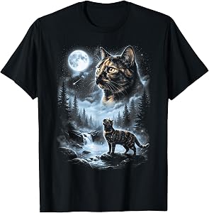 Vintage Tortoiseshell Cat Howling to The Moon T-Shirt