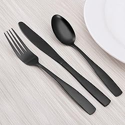 Matte Black Silverware Set, Satin Finish 20-Piece