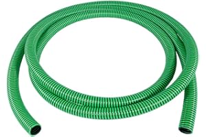 Gloxco Heavy Duty EPDM All Weather Suction Hose, Black Tube, Lime Green Helix, 50 PSI Max Pressure, 1-1/2" Inside Diameter, 20 ft Length