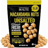Dry Roasted Macadamia Nuts Unsalted (1 Lb.) - Oven Roasted Without Oil - Vegan &amp; Keto Friendly - Baked in Small Batches for Added Freshness - Farm Fresh Nuts Brand