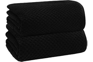 COTTON CRAFT Waffle Bath Sheets - Set of 2 Luxury Euro Spa Waffle Weave Bath Sheet Towels - 100% Ringspun Cotton Bath Sheet - Absorbent Quick Dry Bath Towel Sheet - Oversized 35 x 70 inches - Black